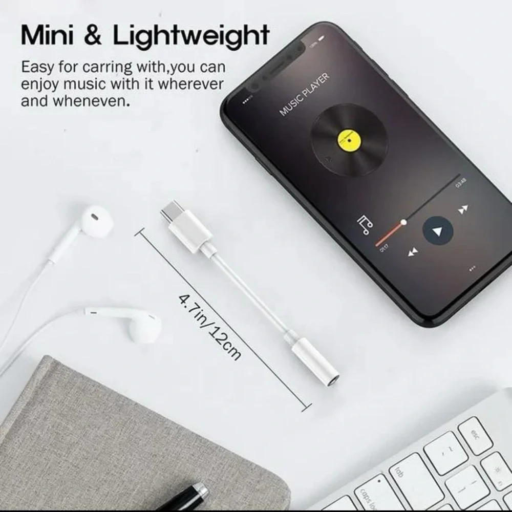 Type C Adapter to 3.5mm Jack,1 Piece USB Type C to 3.5mm AUX Audio Headphone